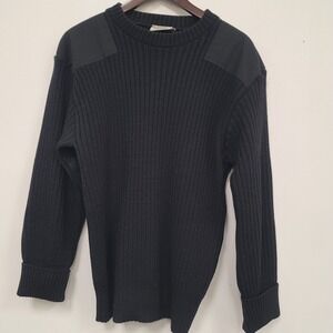 Vintage Commando Jack Young Mens Chunky Ribbed Knit Sweater Size 44 L Black